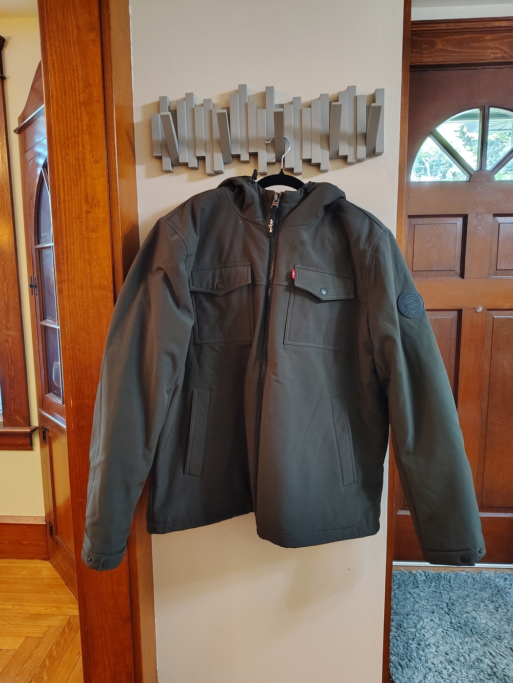 Levi's Men's Hooded, Sherpa Lined Field Jacket in Olive Green